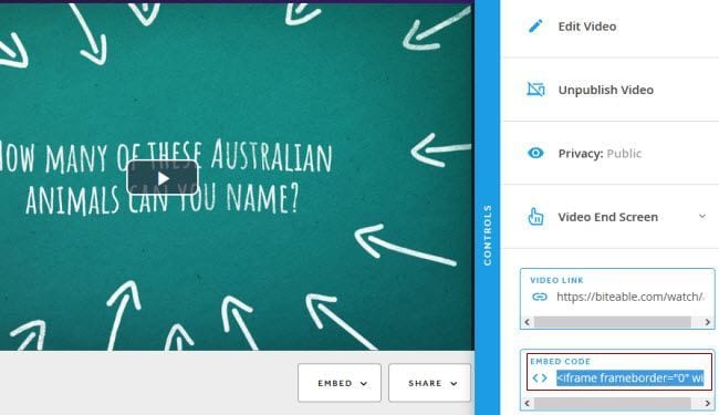 Biteable embed code