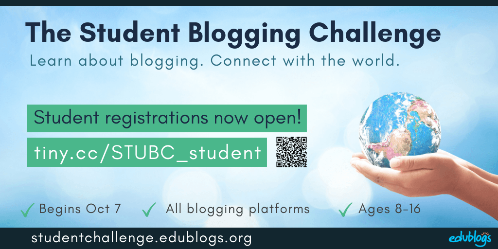 Students, use this form to register to participate in the next Student Blogging Challenge! Edublogs free blogging challenge