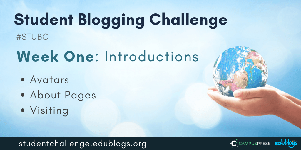 Week one of the Student Blogging Challenge is all about avatars, About pages, and visiting other blogs. 
